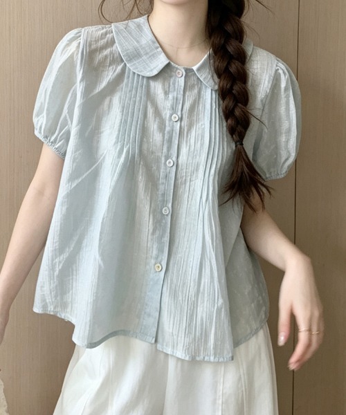 FLINEA(フリネア)の「テンセルプリントパフスリーブブラウス(シャツ/ブラウス・レディース・ホワイト/ピンク/ブルー・FREE)」の7枚目の写真