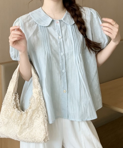 FLINEA(フリネア)の「テンセルプリントパフスリーブブラウス(シャツ/ブラウス・レディース・ホワイト/ピンク/ブルー・FREE)」の8枚目の写真