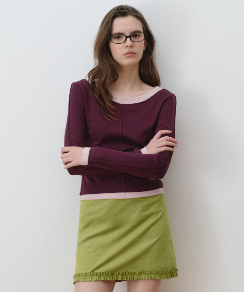 ROLAROLA（ロラロラ）の「DOUBLE LAYERED LONG SLEEVE PU+PK（Tシャツ/カットソー・レディース・パープル・SMALL/MEDIUM）」の2枚目の写真