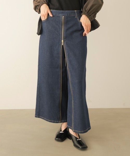 Bou Jeloud(ブージュルード)の「【スカート/パンツ2way仕様】フロントZIPデニムパンツ(その他パンツ・レディース・インディゴブルー/ブラック・FREE)」の2枚目の写真