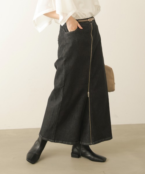 Bou Jeloud(ブージュルード)の「【スカート/パンツ2way仕様】フロントZIPデニムパンツ(その他パンツ・レディース・インディゴブルー/ブラック・FREE)」の3枚目の写真