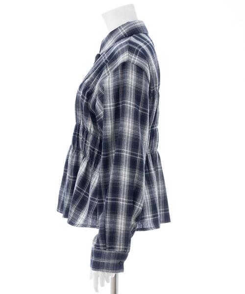INGNI（イング）の「シャーリングチェック柄シャツ（シャツ/ブラウス・レディース・ブラック系/ネイビー系2/ブラウン系その他2・M）」の22枚目の写真