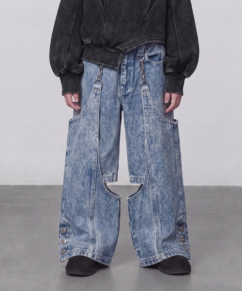 DURAS(デュラス)の「KIDS|2WAYセパレートデニムパンツ|ペアコーデ対応(デニムパンツ・キッズ・ブラック/インディゴブルー・S(100-110)/M(110-120)/L(120-130))」の2枚目の写真