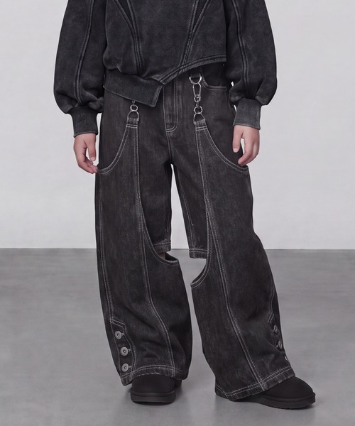 DURAS(デュラス)の「KIDS|2WAYセパレートデニムパンツ|ペアコーデ対応(デニムパンツ・キッズ・ブラック/インディゴブルー・S(100-110)/M(110-120)/L(120-130))」の1枚目の写真