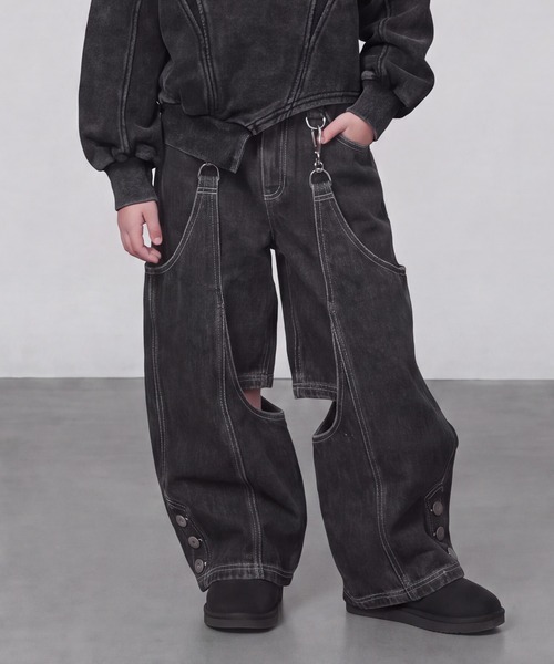DURAS(デュラス)の「KIDS|2WAYセパレートデニムパンツ|ペアコーデ対応(デニムパンツ・キッズ・ブラック/インディゴブルー・S(100-110)/M(110-120)/L(120-130))」の7枚目の写真