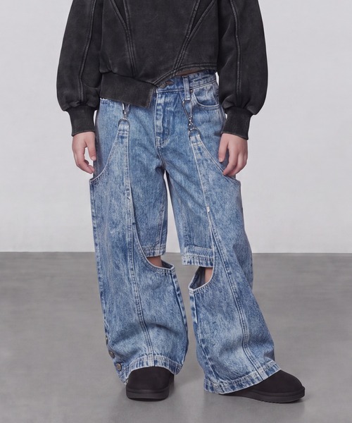 DURAS(デュラス)の「KIDS|2WAYセパレートデニムパンツ|ペアコーデ対応(デニムパンツ・キッズ・ブラック/インディゴブルー・S(100-110)/M(110-120)/L(120-130))」の5枚目の写真