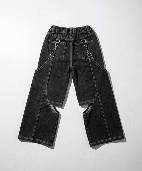 DURAS(デュラス)の「KIDS|2WAYセパレートデニムパンツ|ペアコーデ対応(デニムパンツ・キッズ・ブラック/インディゴブルー・S(100-110)/M(110-120)/L(120-130))」の9枚目の写真