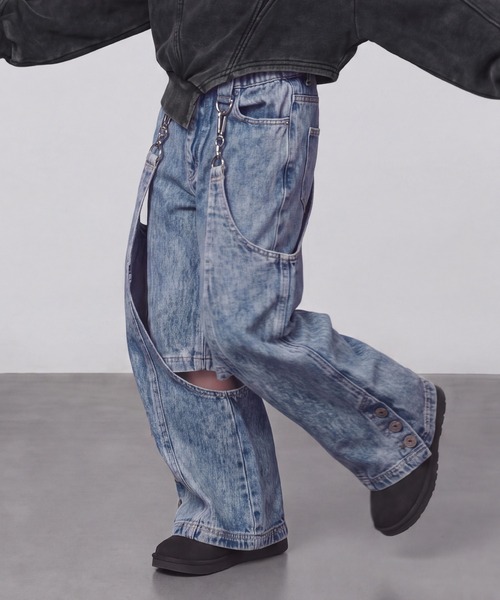 DURAS(デュラス)の「KIDS|2WAYセパレートデニムパンツ|ペアコーデ対応(デニムパンツ・キッズ・ブラック/インディゴブルー・S(100-110)/M(110-120)/L(120-130))」の18枚目の写真