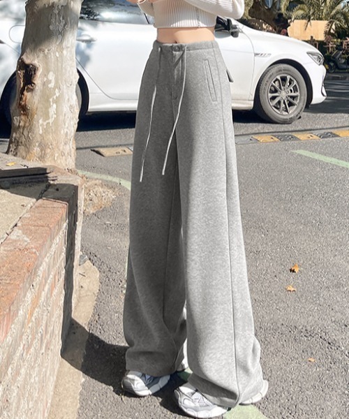 FLINEA(フリネア)の「ハイウエストリボンフリースフレアパンツ(その他パンツ・レディース・チャコールグレー/グレー/ライトベージュ・FREE)」の20枚目の写真