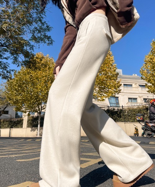FLINEA(フリネア)の「ハイウエストリボンフリースフレアパンツ(その他パンツ・レディース・チャコールグレー/グレー/ライトベージュ・FREE)」の13枚目の写真