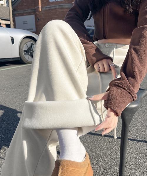 FLINEA(フリネア)の「ハイウエストリボンフリースフレアパンツ(その他パンツ・レディース・チャコールグレー/グレー/ライトベージュ・FREE)」の10枚目の写真