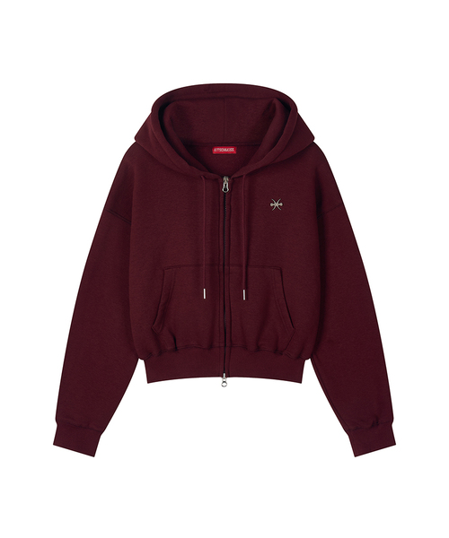KITSCH&KISS(キッチアンドキス)の「ロゴ クロップドジップアップパーカー (26FOU-HDZP04)(パーカー・レディース・ブラック/グレー/ワイン・FREE)」の3枚目の写真