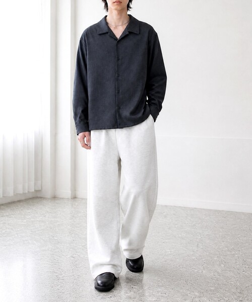 MONO-MART(モノマート)の「<速乾・UVカット>ダンボール 2タック ワイドストレート スウェットパンツ(スウェットパンツ・メンズ・ダークブラウン/グレイッシュブルー/チャコール/ブラック/オートミール/杢グレー・S/XL/M/L)」の22枚目の写真