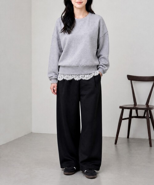MONO-MART(モノマート)の「<速乾・UVカット>ダンボール 2タック ワイドストレート スウェットパンツ(スウェットパンツ・メンズ・ダークブラウン/グレイッシュブルー/チャコール/ブラック/オートミール/杢グレー・S/XL/M/L)」の7枚目の写真