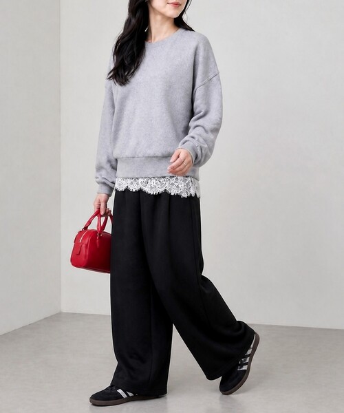 MONO-MART(モノマート)の「<速乾・UVカット>ダンボール 2タック ワイドストレート スウェットパンツ(スウェットパンツ・メンズ・ダークブラウン/グレイッシュブルー/チャコール/ブラック/オートミール/杢グレー・S/XL/M/L)」の18枚目の写真