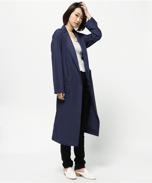 SLY(スライ)の「TAILOR LONG GOWN COAT(チェスターコート・レディース・ネイビー/ベージュ/カーキ・FREE)」の4枚目の写真