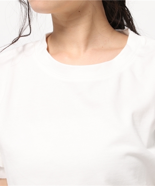 REAL CUBE（リアルキューブ）の「袖口フリルコットンプルオーバー（Tシャツ/カットソー・レディース・ホワイト×ネイビー/ネイビー/カーキ/オフホワイト/グレー・M）」の9枚目の写真