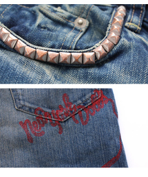 W34 NEW YORK DOLLS スクラッチ HYS SP加工デニム Y2K W34 NEW YORK