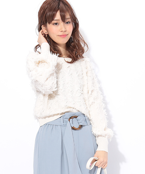 natural couture(ナチュラルクチュール)の「ふさふさニットカーディガン(カーディガン/ボレロ・レディース・ナチュラル/ネイビー/パープル系その他・FREE)」の5枚目の写真