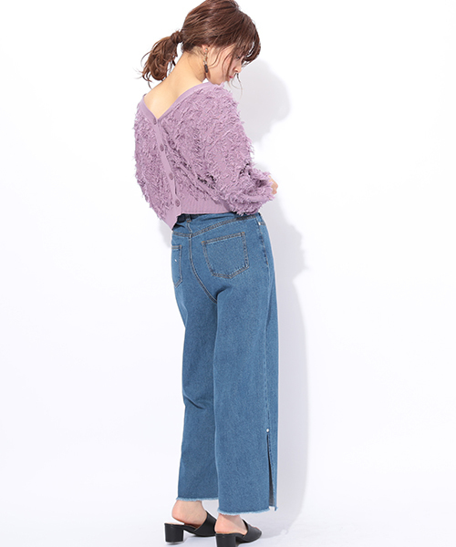 natural couture(ナチュラルクチュール)の「ふさふさニットカーディガン(カーディガン/ボレロ・レディース・ナチュラル/ネイビー/パープル系その他・FREE)」の13枚目の写真