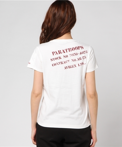 AVIREX（アヴィレックス）の「avirex/ アヴィレックス/ S/S TIERED POCKET TEE/ ティアード ポケット ティーシャツ（Tシャツ/カットソー・レディース・オフホワイト/マスタード/ネイビー/エメラルド・SMALL/MEDIUM/LARGE）」の7枚目の写真