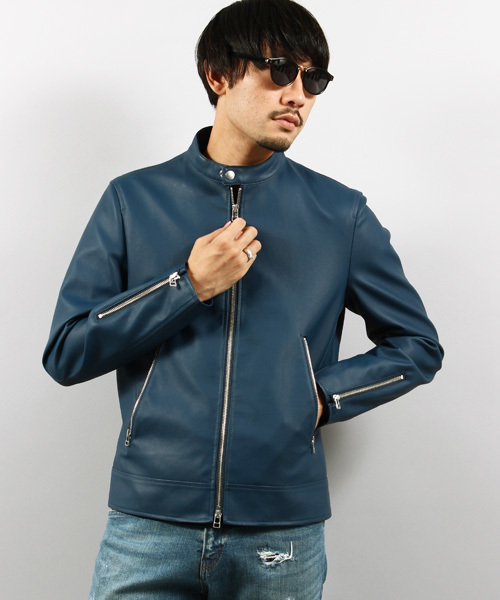 ESSENTIAL GARMENT MEN'S BIGI(エッセンシャルガーメントメンズビギ)の「【2017-18 A/W新作】フェイクレザーシングルライダース(ライダースジャケット・メンズ・ブラック/ダークブルー・SS/L/S/M)」の3枚目の写真