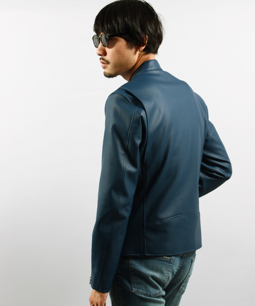 ESSENTIAL GARMENT MEN'S BIGI(エッセンシャルガーメントメンズビギ)の「【2017-18 A/W新作】フェイクレザーシングルライダース(ライダースジャケット・メンズ・ブラック/ダークブルー・SS/L/S/M)」の5枚目の写真