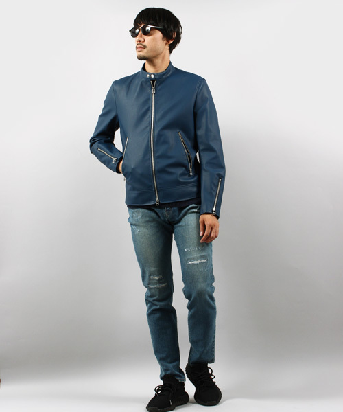 ESSENTIAL GARMENT MEN'S BIGI(エッセンシャルガーメントメンズビギ)の「【2017-18 A/W新作】フェイクレザーシングルライダース(ライダースジャケット・メンズ・ブラック/ダークブルー・SS/L/S/M)」の7枚目の写真