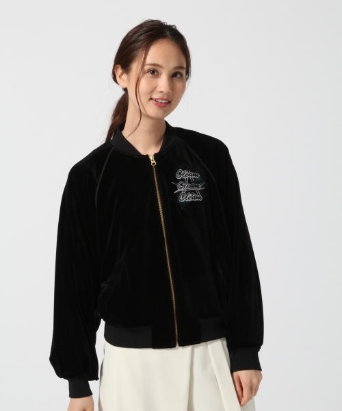 GLOBAL WORK(グローバルワーク)の「ベロアシシュウブルゾン/757153(ブルゾン・レディース・ブラック/グリーン・MEDIUM/LARGE)」の3枚目の写真