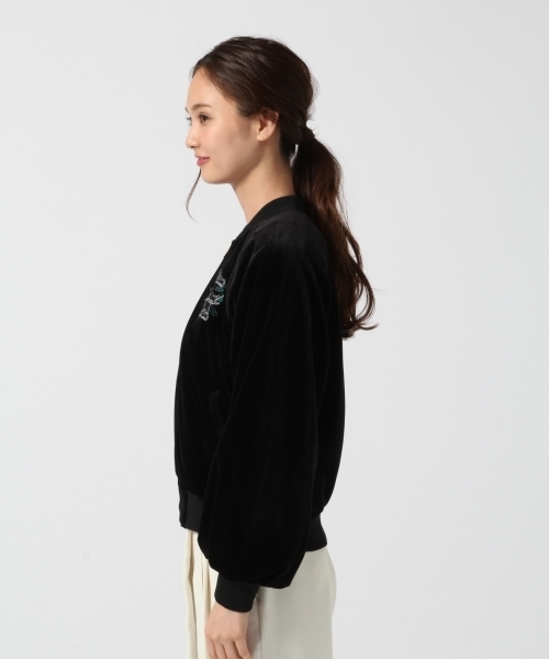 GLOBAL WORK(グローバルワーク)の「ベロアシシュウブルゾン/757153(ブルゾン・レディース・ブラック/グリーン・MEDIUM/LARGE)」の4枚目の写真