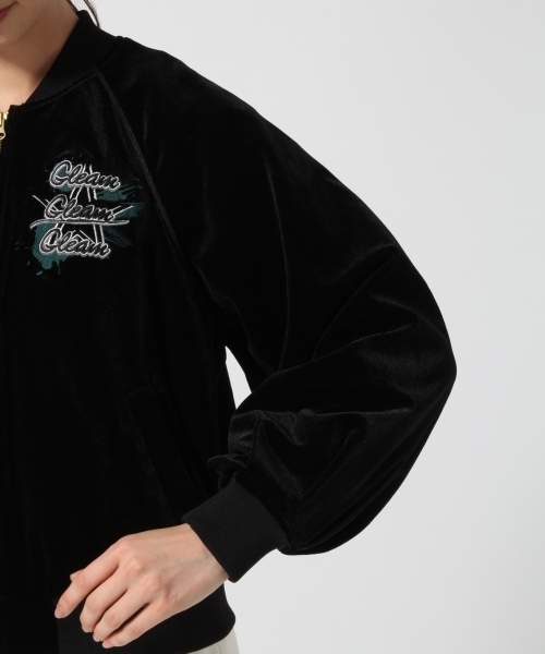 GLOBAL WORK(グローバルワーク)の「ベロアシシュウブルゾン/757153(ブルゾン・レディース・ブラック/グリーン・MEDIUM/LARGE)」の7枚目の写真