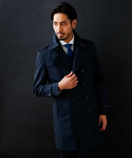 MICHEL KLEIN HOMME (ミッシェルクランオム)の「へリンボンボンディングコート(トレンチコート・メンズ・ネイビー/グレー・SMALL/MEDIUM/LARGE/X-LARGE/XX-LARGE/46/44/52/51/48)」の17枚目の写真