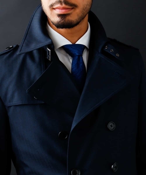 MICHEL KLEIN HOMME (ミッシェルクランオム)の「へリンボンボンディングコート(トレンチコート・メンズ・ネイビー/グレー・SMALL/MEDIUM/LARGE/X-LARGE/XX-LARGE/46/44/52/51/48)」の14枚目の写真