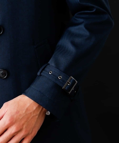 MICHEL KLEIN HOMME (ミッシェルクランオム)の「へリンボンボンディングコート(トレンチコート・メンズ・ネイビー/グレー・SMALL/MEDIUM/LARGE/X-LARGE/XX-LARGE/46/44/52/51/48)」の13枚目の写真