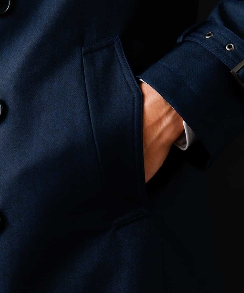 MICHEL KLEIN HOMME (ミッシェルクランオム)の「へリンボンボンディングコート(トレンチコート・メンズ・ネイビー/グレー・SMALL/MEDIUM/LARGE/X-LARGE/XX-LARGE/46/44/52/51/48)」の12枚目の写真