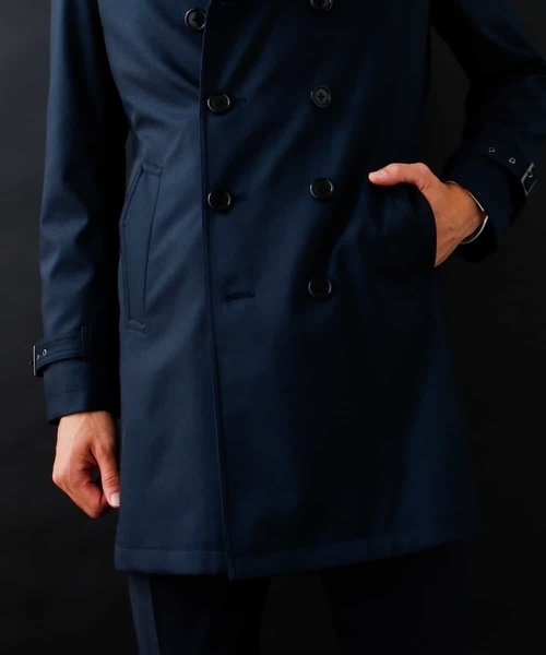 MICHEL KLEIN HOMME (ミッシェルクランオム)の「へリンボンボンディングコート(トレンチコート・メンズ・ネイビー/グレー・SMALL/MEDIUM/LARGE/X-LARGE/XX-LARGE/46/44/52/51/48)」の11枚目の写真