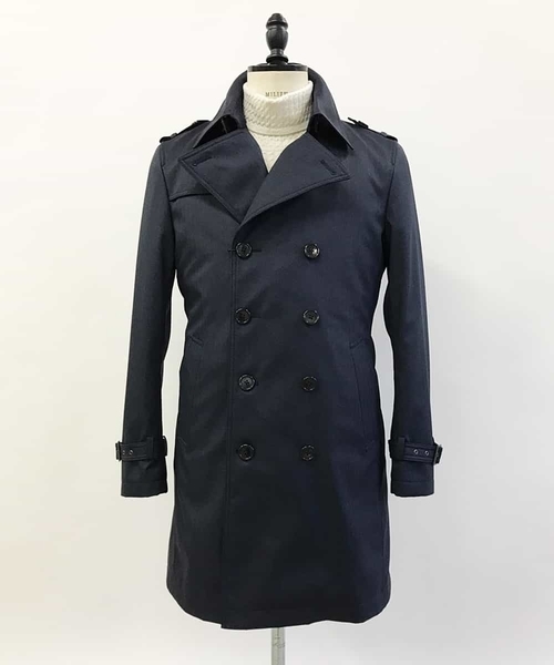MICHEL KLEIN HOMME (ミッシェルクランオム)の「へリンボンボンディングコート(トレンチコート・メンズ・ネイビー/グレー・SMALL/MEDIUM/LARGE/X-LARGE/XX-LARGE/46/44/52/51/48)」の6枚目の写真