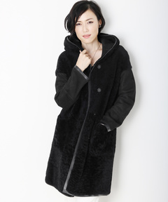 stand collar fur coat /スタンドカラーボタンファーミドルコート