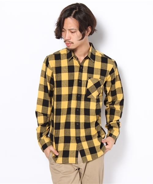 WEGO(ウィゴー)の「ブロックチェックネルシャツ(シャツ/ブラウス・メンズ・グリーン/ブルー/イエロー/レッド/ワイン/その他1・MEDIUM/LARGE)」の4枚目の写真