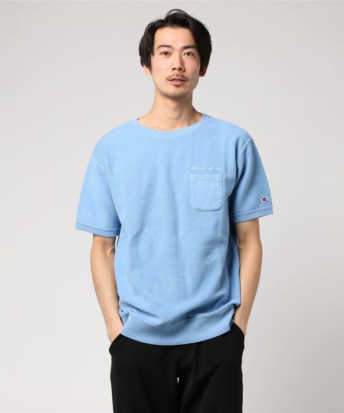Champion(チャンピオン)の「【Champion/チャンピオン】メンズ キャンパス ショートスリーブスウェットシャツ(スウェット・メンズ・ライトピンク/ブルー系その他2/ベージュ/ブルー系その他・MEDIUM/LARGE/X-LARGE)」の1枚目の写真