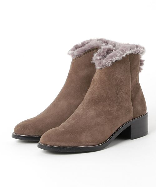 V SEVEN TWELVE THIRTY(ヴィセヴントゥエルヴサーティ)の「エコファーショートブーツ(ブーツ・レディース・ブラック/ブラック系その他/グレー・S/M/L)」の1枚目の写真