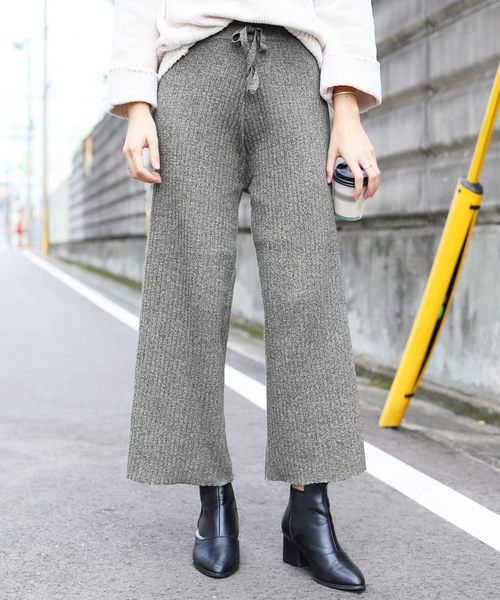 reca(レカ)の「リラックスパンツ◆リブニットパンツ(パンツ)」|グレー