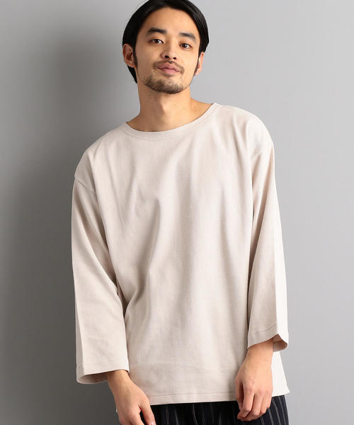 green label relaxing(グリーンレーベルリラクシング)の「SC ガーター ボートネック 8分袖 カットソー ◆(Tシャツ/カットソー・メンズ・ブラック/ナチュラル/オレンジ系その他/ブラウン・L/S/M)」の4枚目の写真