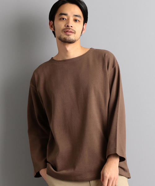 green label relaxing(グリーンレーベルリラクシング)の「SC ガーター ボートネック 8分袖 カットソー ◆(Tシャツ/カットソー・メンズ・ブラック/ナチュラル/オレンジ系その他/ブラウン・L/S/M)」の3枚目の写真