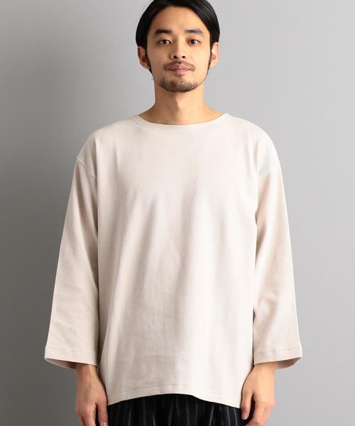 green label relaxing(グリーンレーベルリラクシング)の「SC ガーター ボートネック 8分袖 カットソー ◆(Tシャツ/カットソー・メンズ・ブラック/ナチュラル/オレンジ系その他/ブラウン・L/S/M)」の8枚目の写真