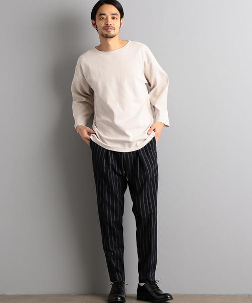 green label relaxing(グリーンレーベルリラクシング)の「SC ガーター ボートネック 8分袖 カットソー ◆(Tシャツ/カットソー・メンズ・ブラック/ナチュラル/オレンジ系その他/ブラウン・L/S/M)」の10枚目の写真