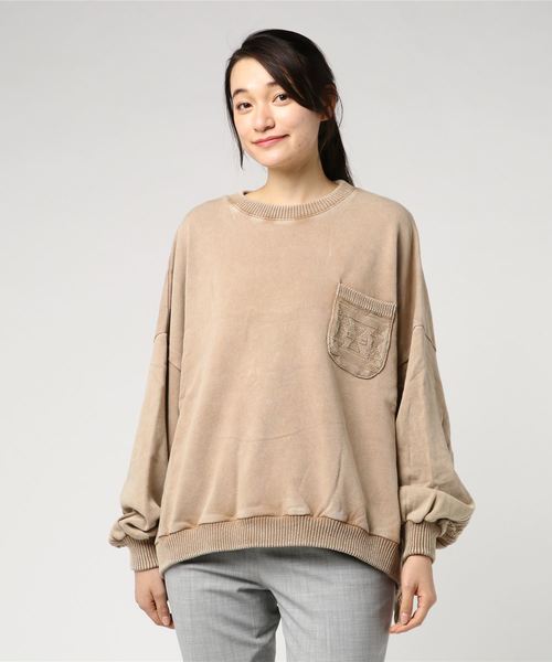 ROGER AND RAW（ロジャーアンドロウ）の「Roger＆Raw/Back JQクルーBIGスウェット（スウェット・レディース・スミクロ/グレー/ベージュ/カーキ/ブルー・M）」の20枚目の写真