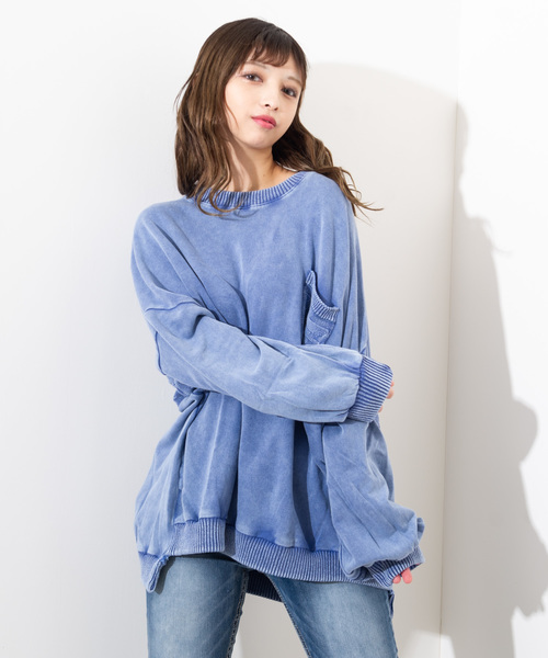 ROGER AND RAW（ロジャーアンドロウ）の「Roger＆Raw/Back JQクルーBIGスウェット（スウェット・レディース・スミクロ/グレー/ベージュ/カーキ/ブルー・M）」の18枚目の写真