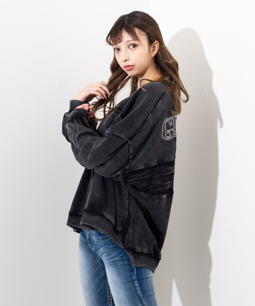 ROGER AND RAW（ロジャーアンドロウ）の「Roger＆Raw/Back JQクルーBIGスウェット（スウェット・レディース・スミクロ/グレー/ベージュ/カーキ/ブルー・M）」の14枚目の写真