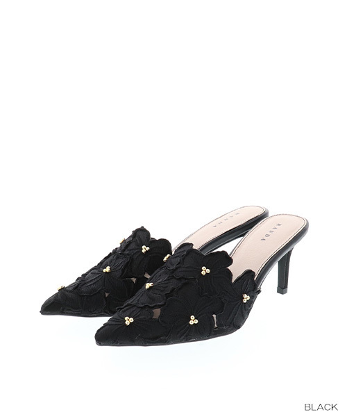RANDA（ランダ）の「フラワーカッティングミュールパンプス（パンプス・レディース・ブラック/イエロー/クリーム・LL/S/M/L）」の10枚目の写真